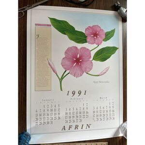 Vintage 1991 Rosy Periwinkle Pharmacy History Pharmacist Poster Afrin Promo